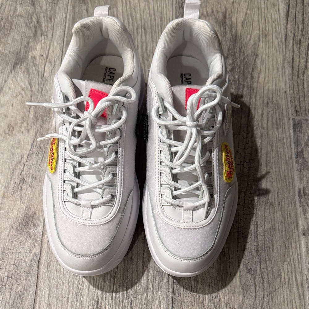 Cape Robbin White Sneakers with Pink Accent